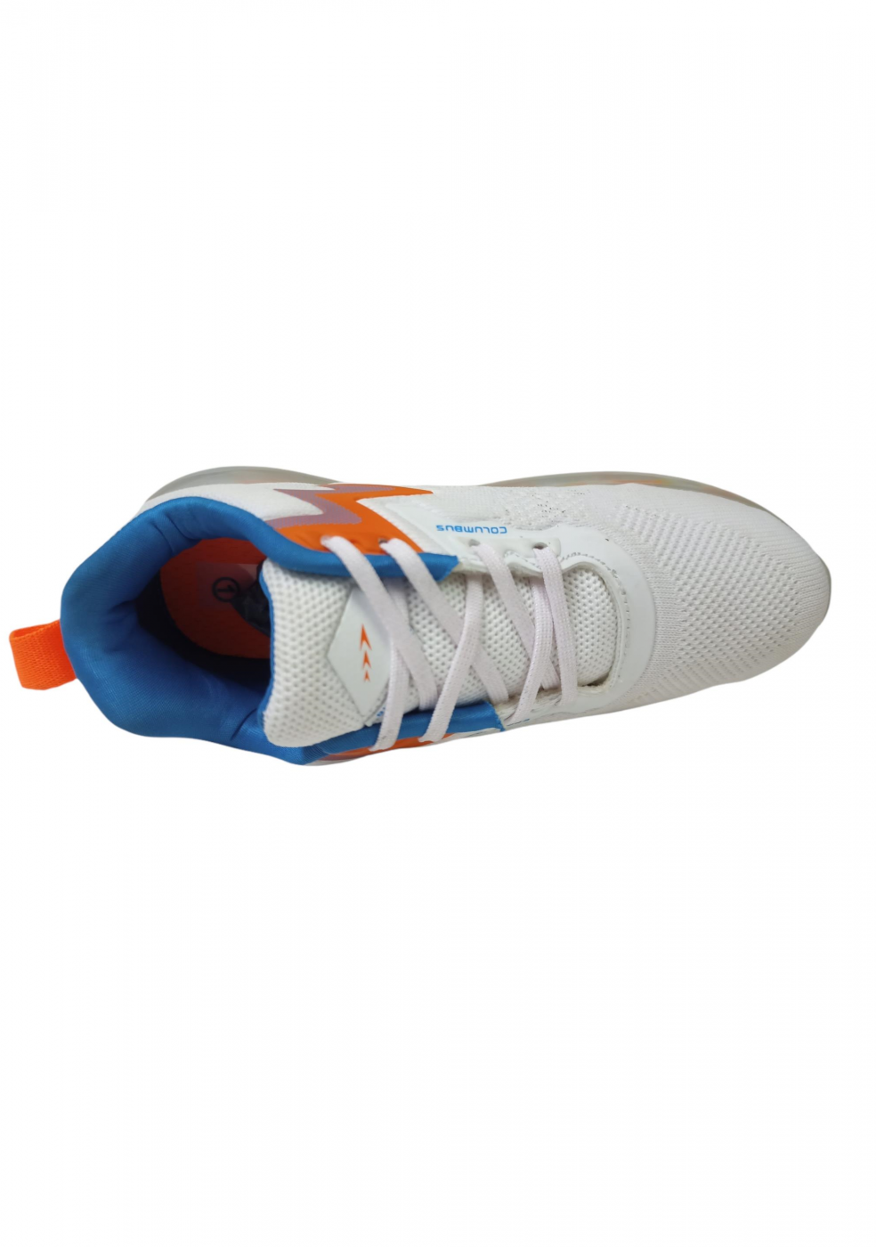 Columbus White Kids Sports Shoes With laces