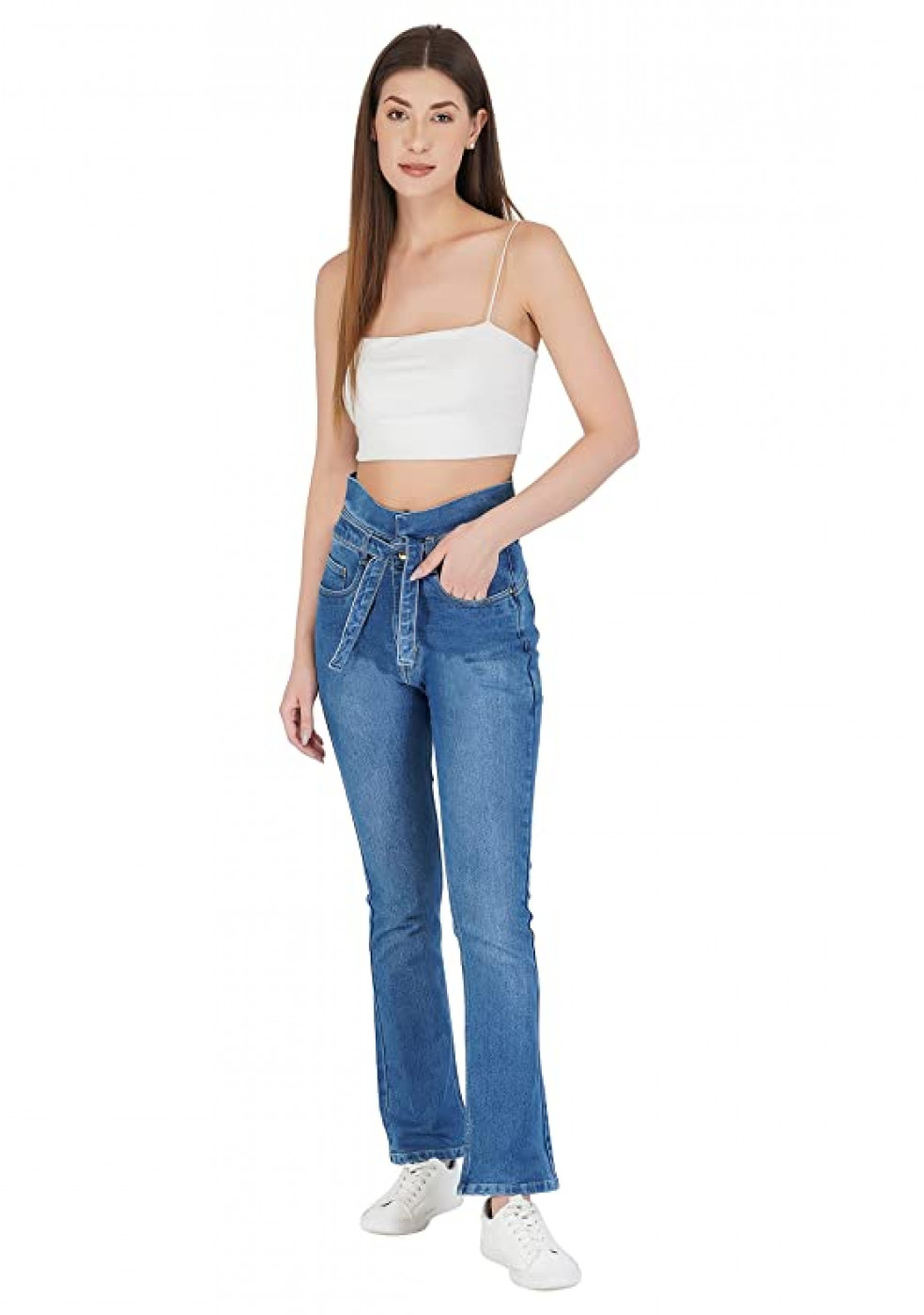 Women Stretchable Cotton Blue Jeans