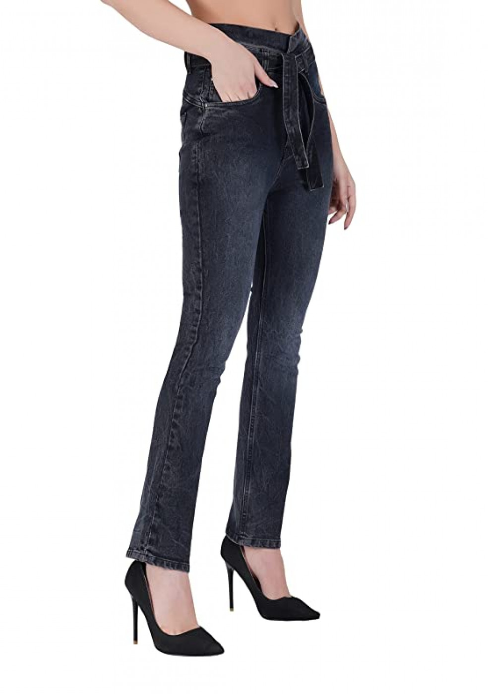 Women Stretchable Cotton Dark Gray Jeans