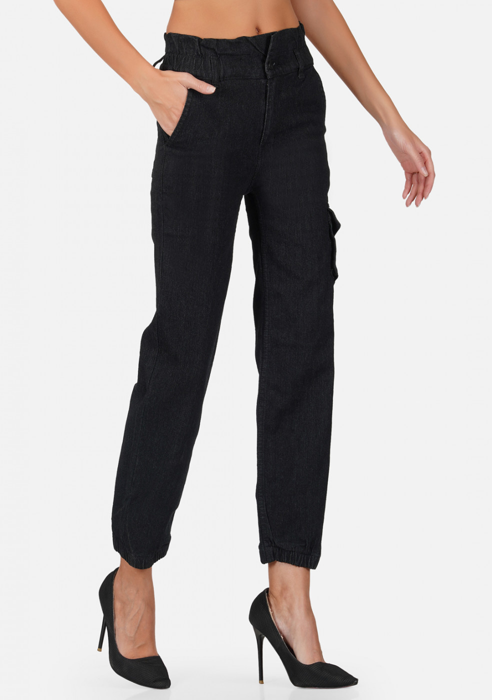 Stretchable Cotton Black Jeans For Women