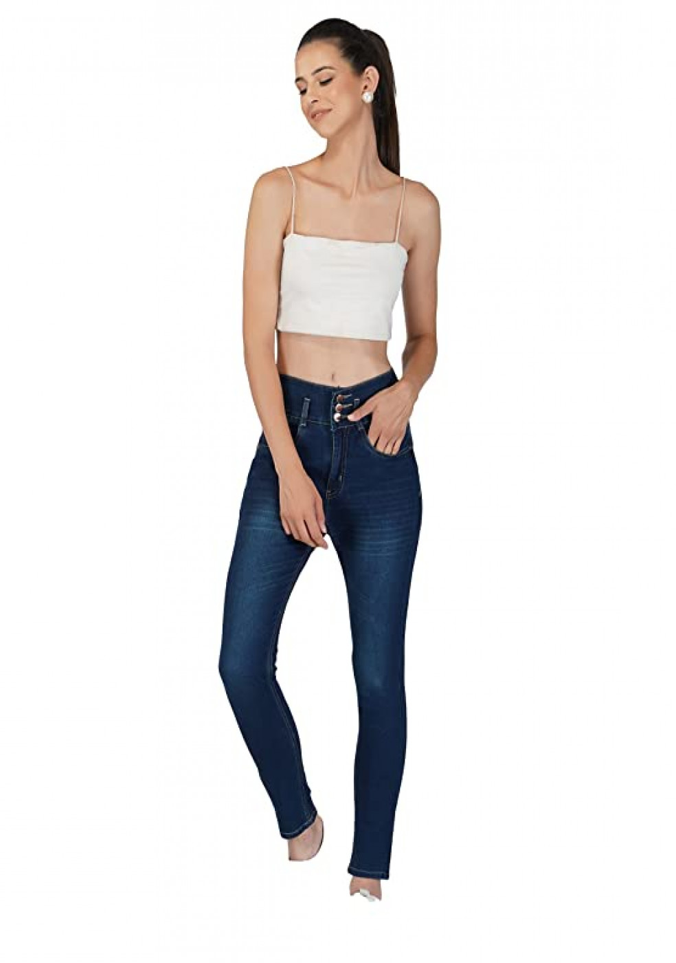 HARD Blue Stretchable Cotton Jeans For Women