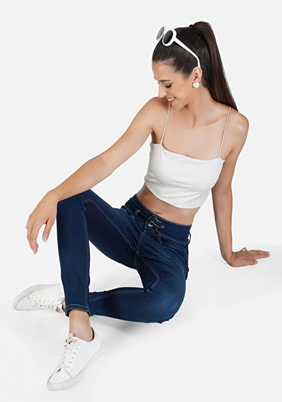 HARD Blue Stretchable Cotton Jeans For Women