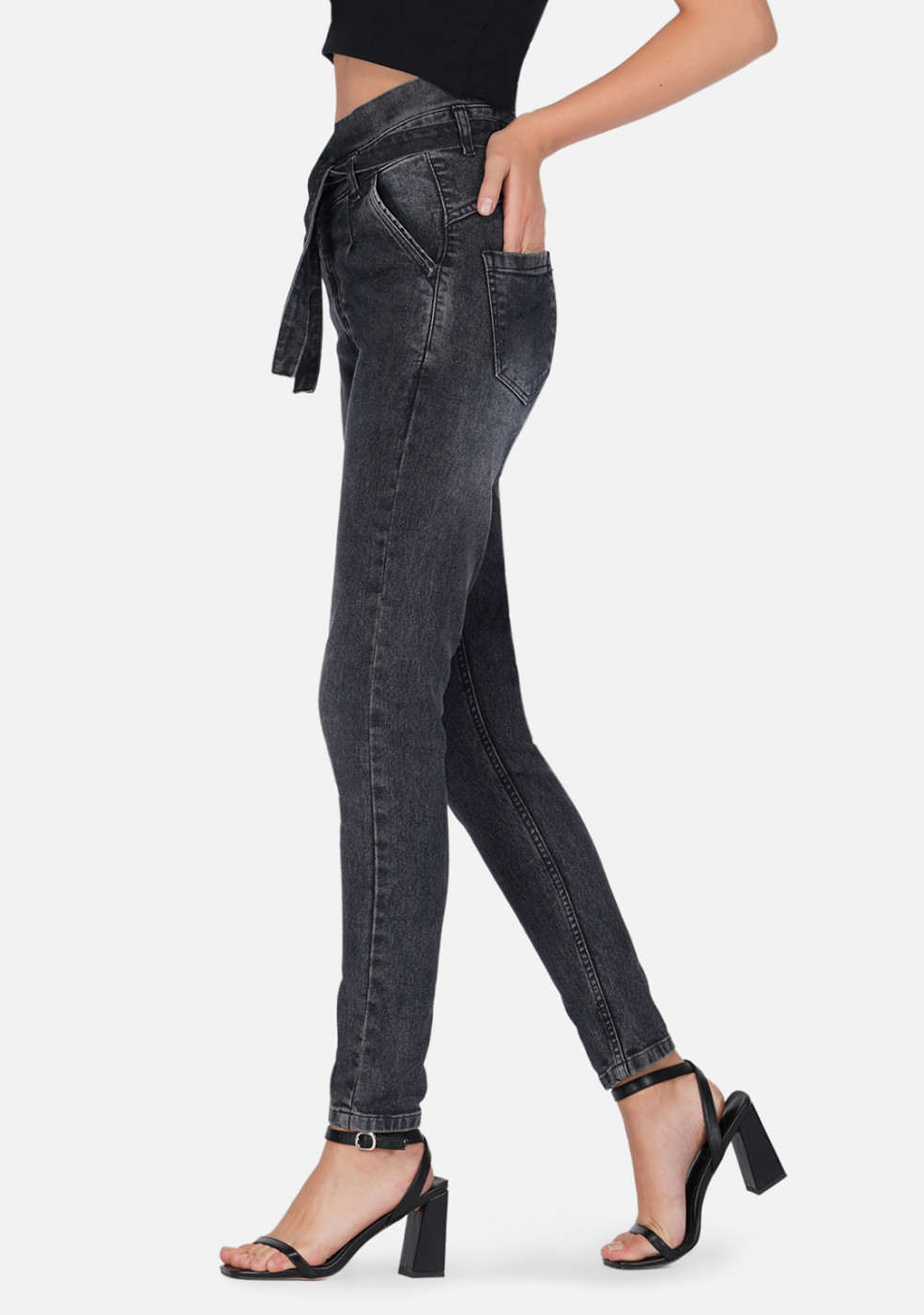 Dark Gray Women Stretchable Cotton Jeans