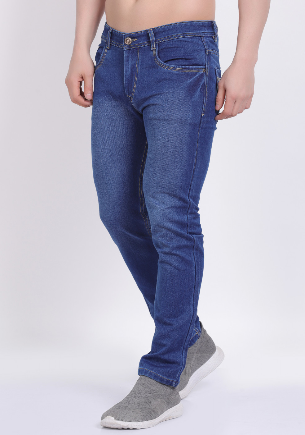 Blue Stretchable Cotton Jeans For Men