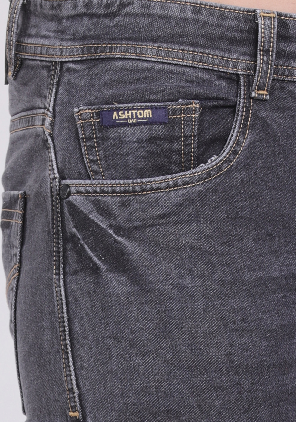 Gray Stretchable Denim Jeans For Men