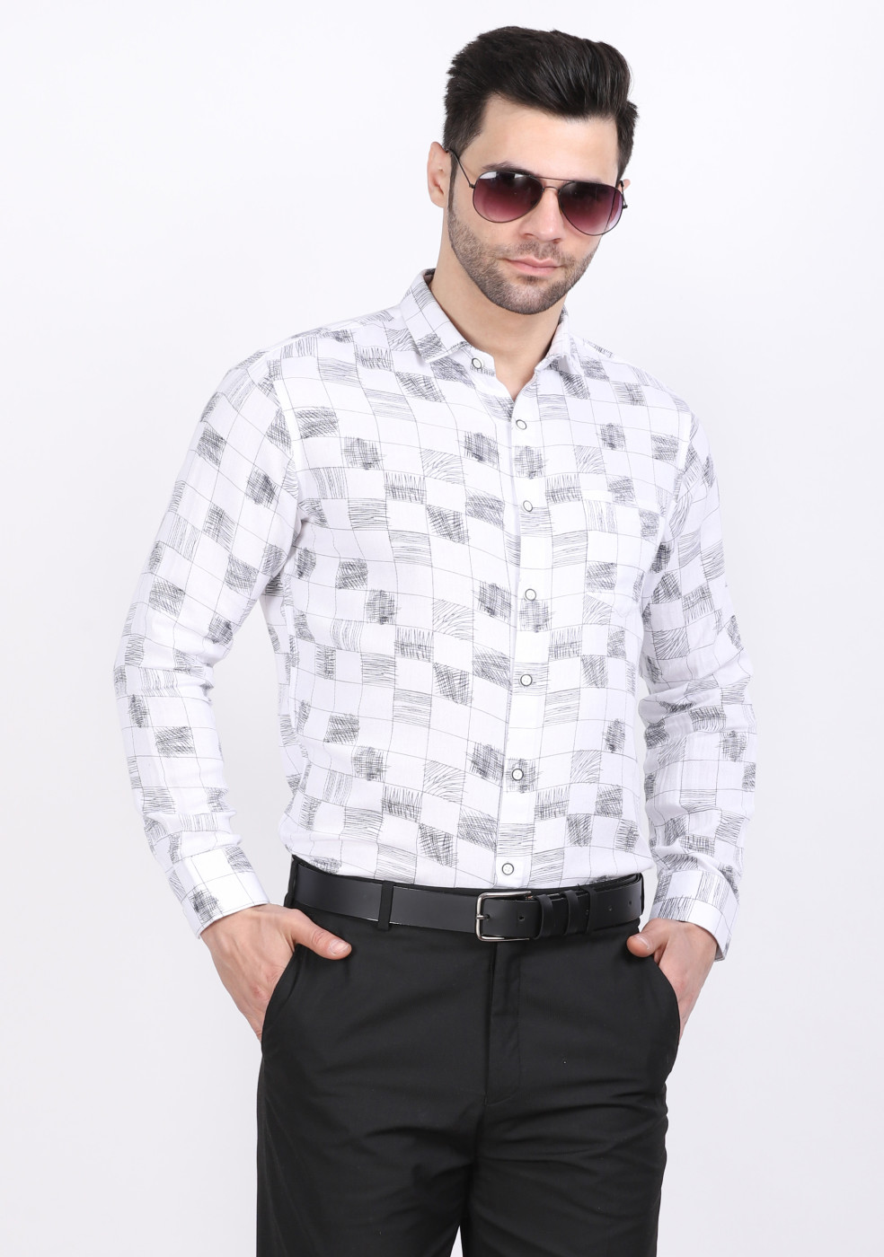 White Trendy PC Cotton Shirt For Men