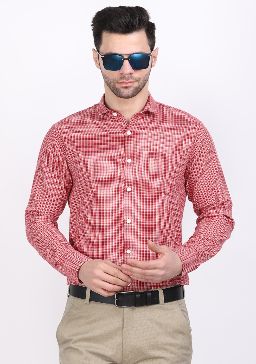 ASHTOM Red Check Shirt For Men