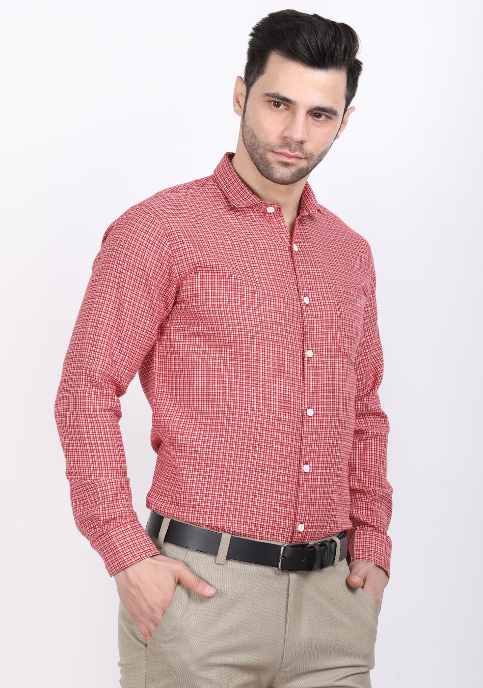 ASHTOM Red Check Shirt For Men