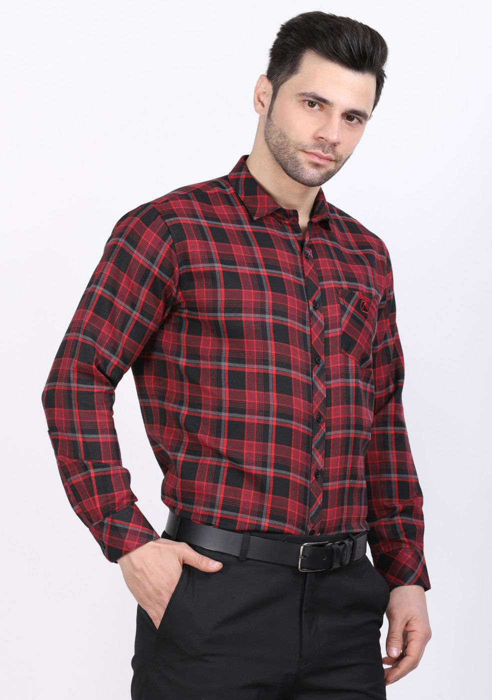 ASHTOM PC Red Check Shirt For Men