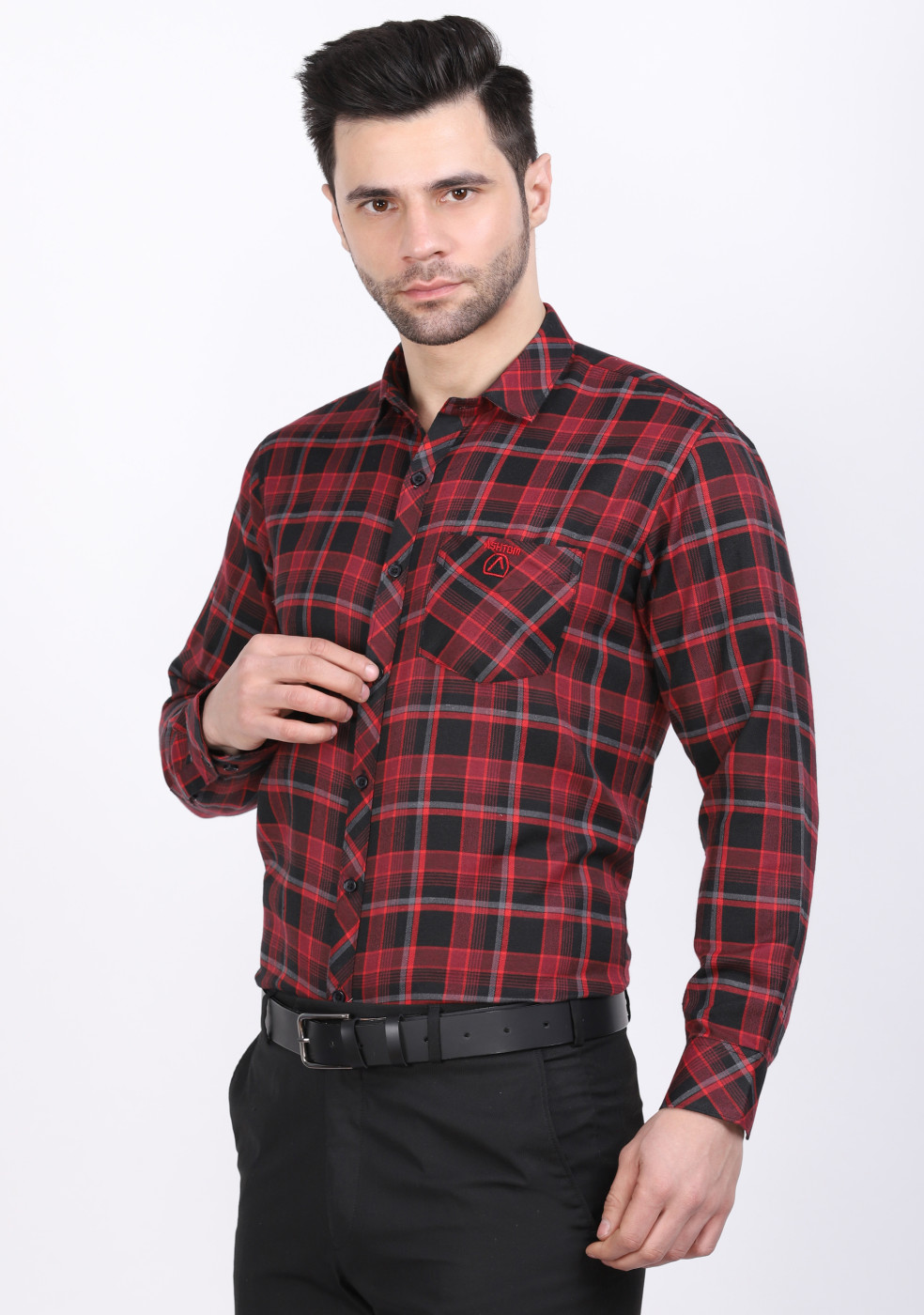 ASHTOM PC Red Check Shirt For Men