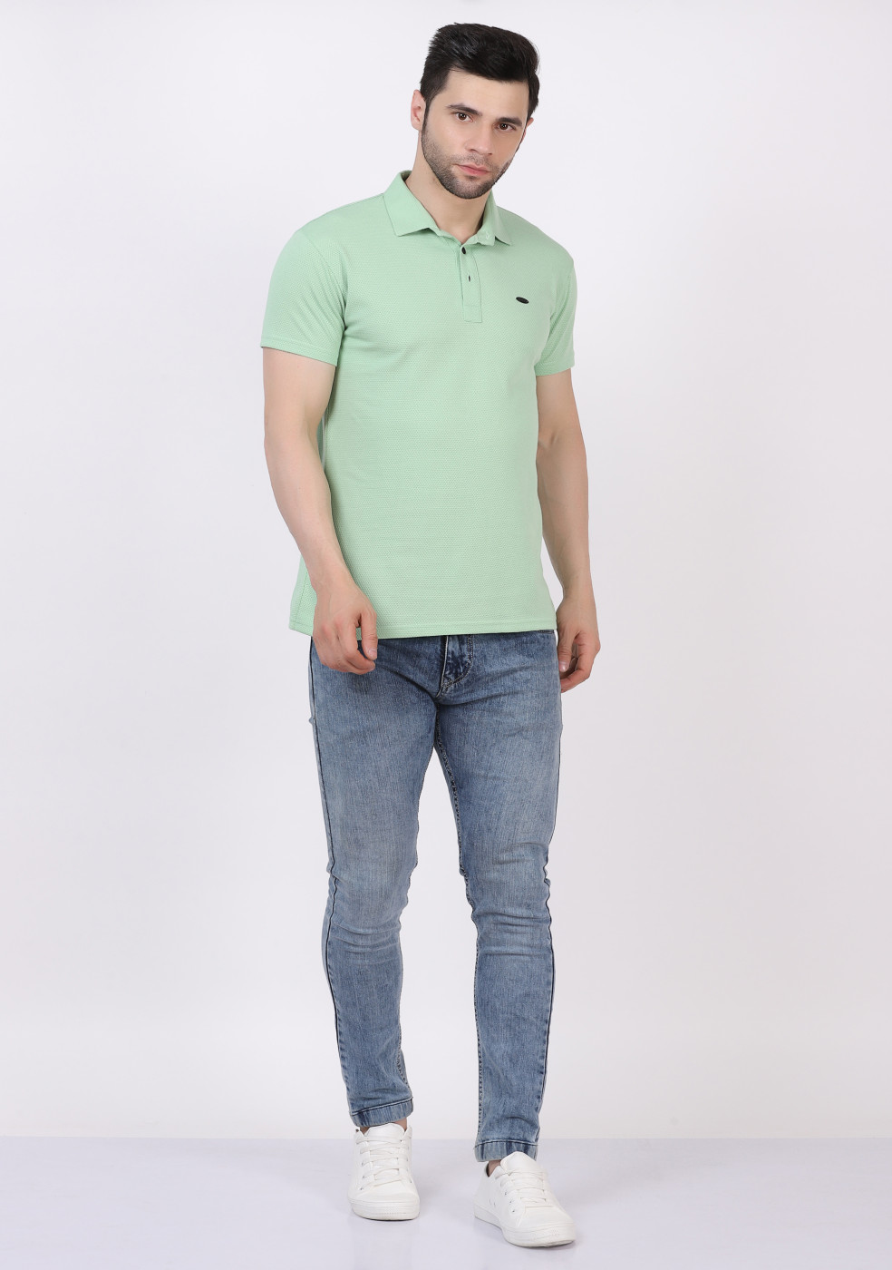 Popcorn Textured Casual Polo T Shirts For Men