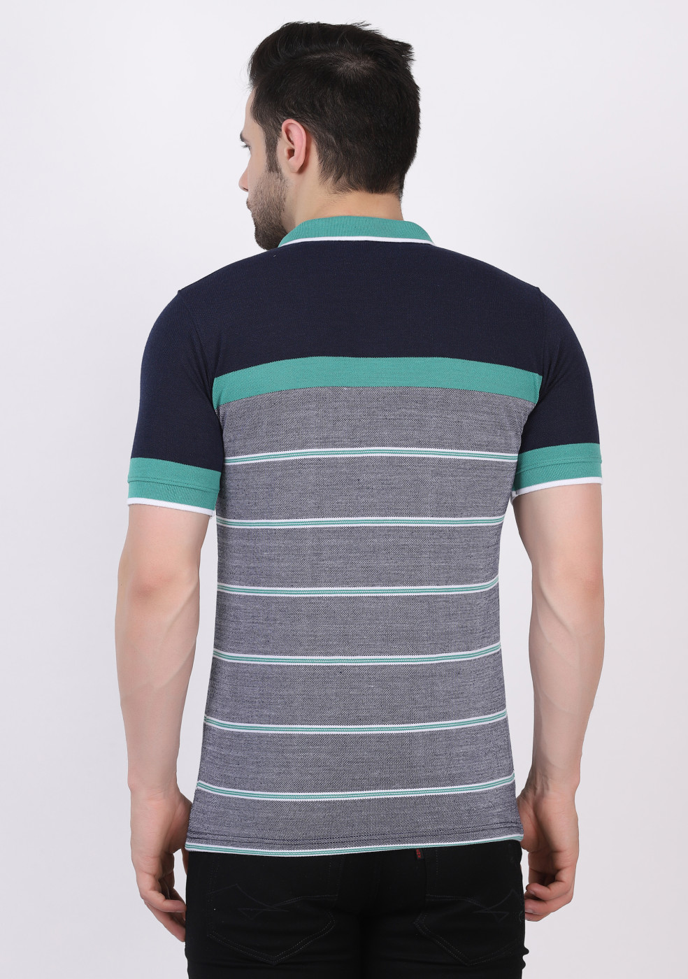 Matty Cotton Collar Striped Slim Fit Polo T-Shirts For Men