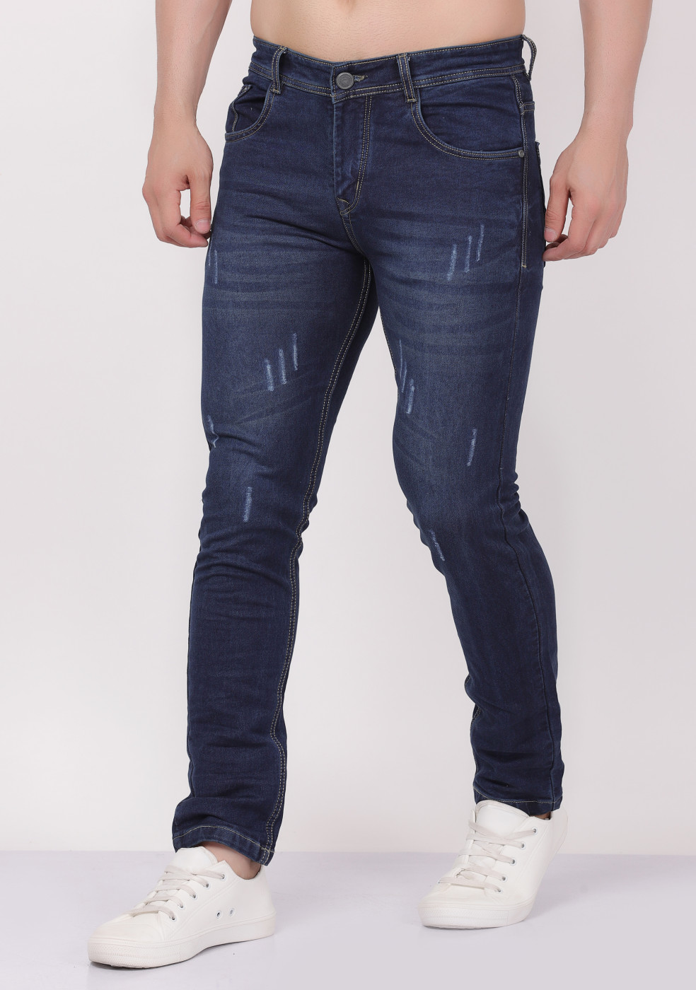Buy Men's Drift Dark Blue Skinny Jeans Online | SNITCH