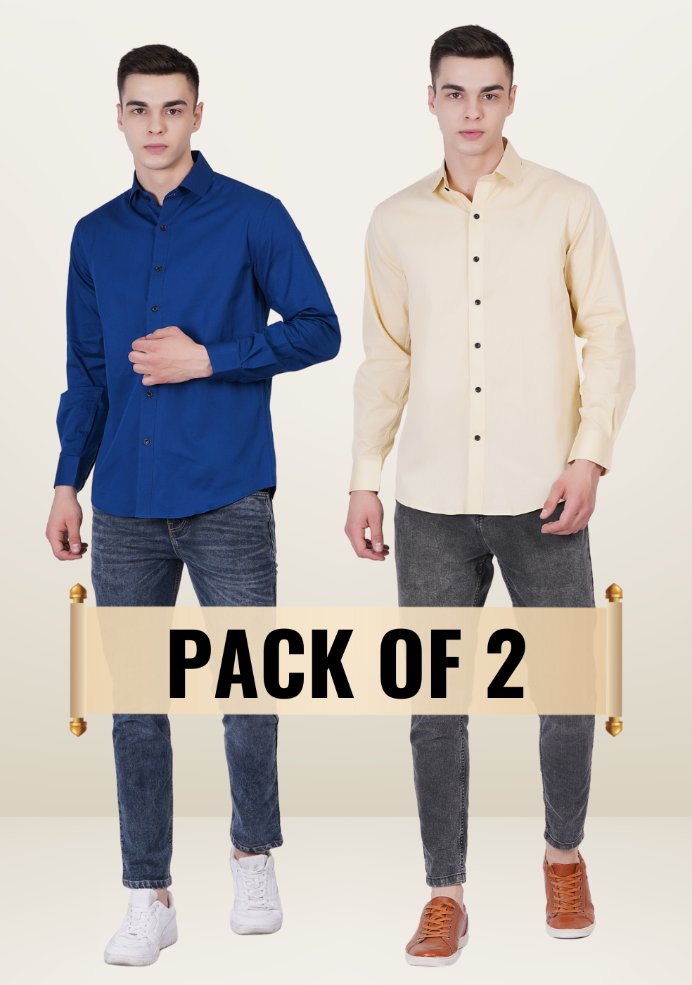 Without Pocket Shirts For Men ( Pack Of 2 )