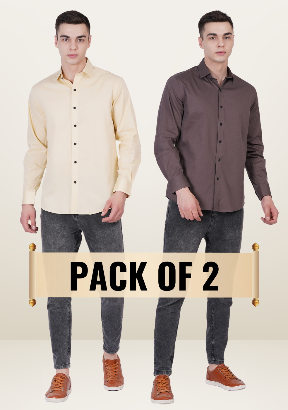 Shirts For Men Without Pocket (Pack of 2)