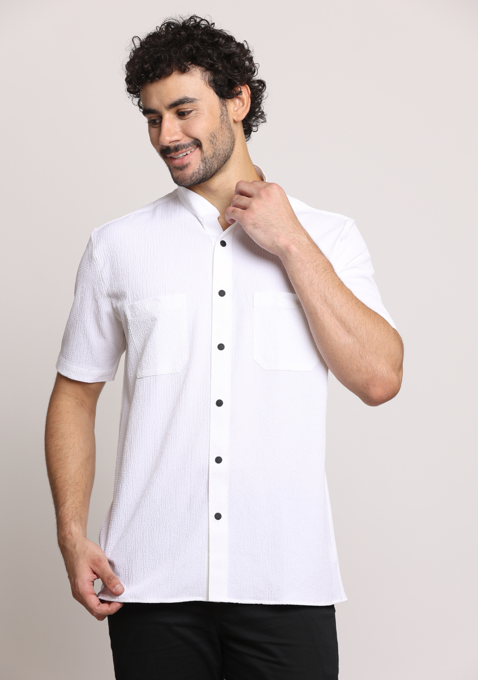 Half Sleeve Chinese Collar Shirt for Men's