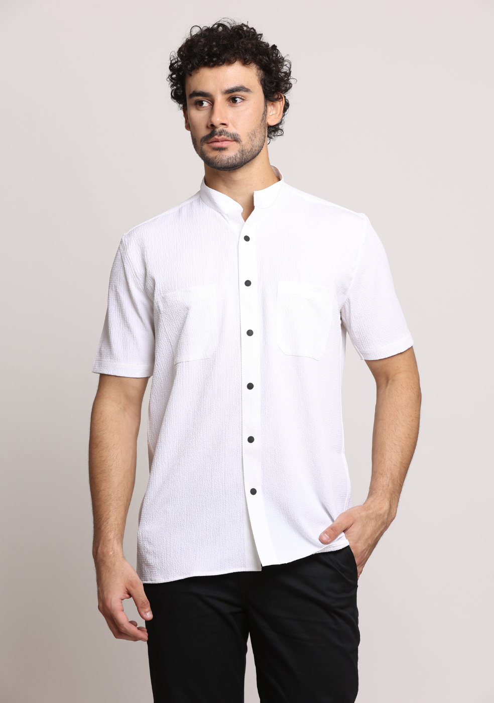 Half Sleeve Chinese Collar Shirt for Men's