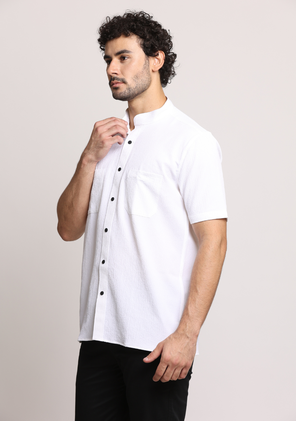 Half Sleeve Chinese Collar Shirt for Men's