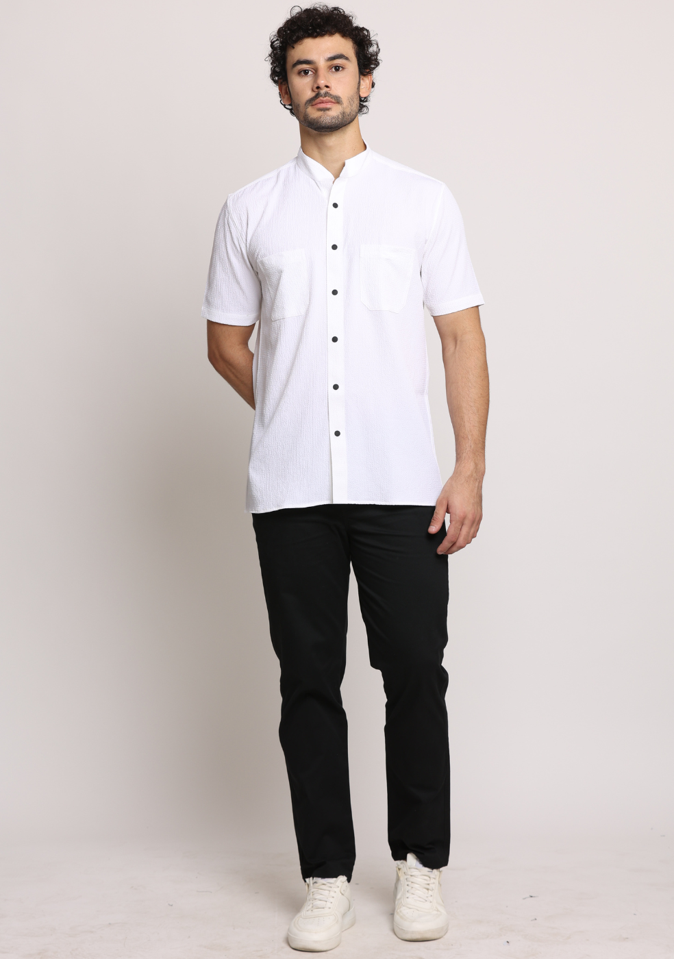 Half Sleeve Chinese Collar Shirt for Men's