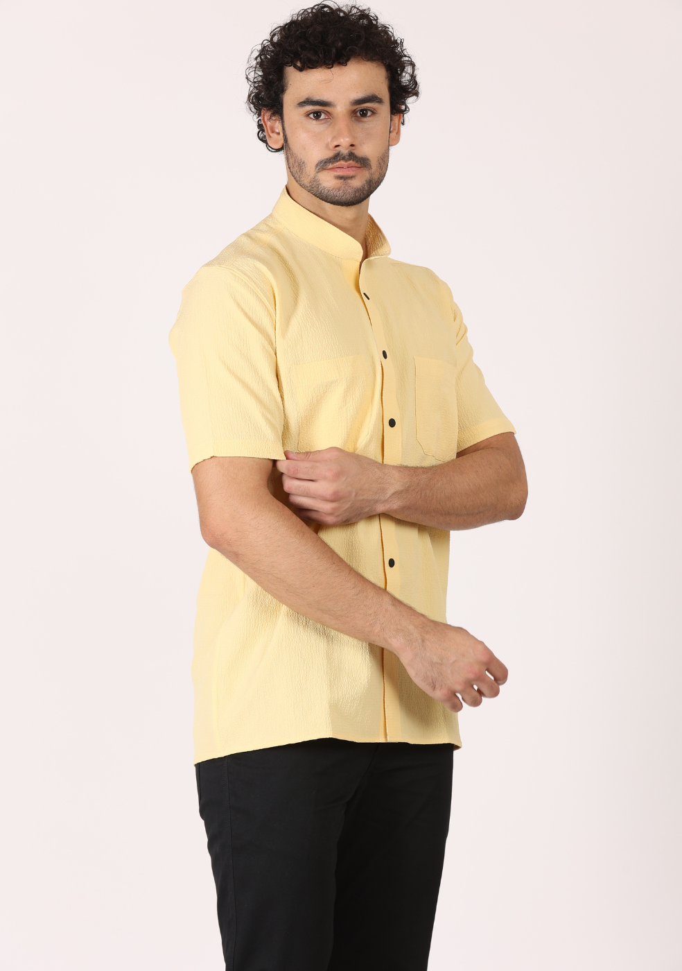 Half Sleeve Chinese Collar Shirt for Men's