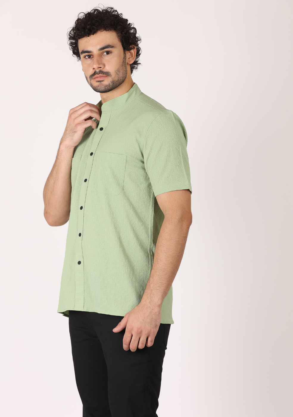 Half Sleeve Chinese Collar Shirt for Men's