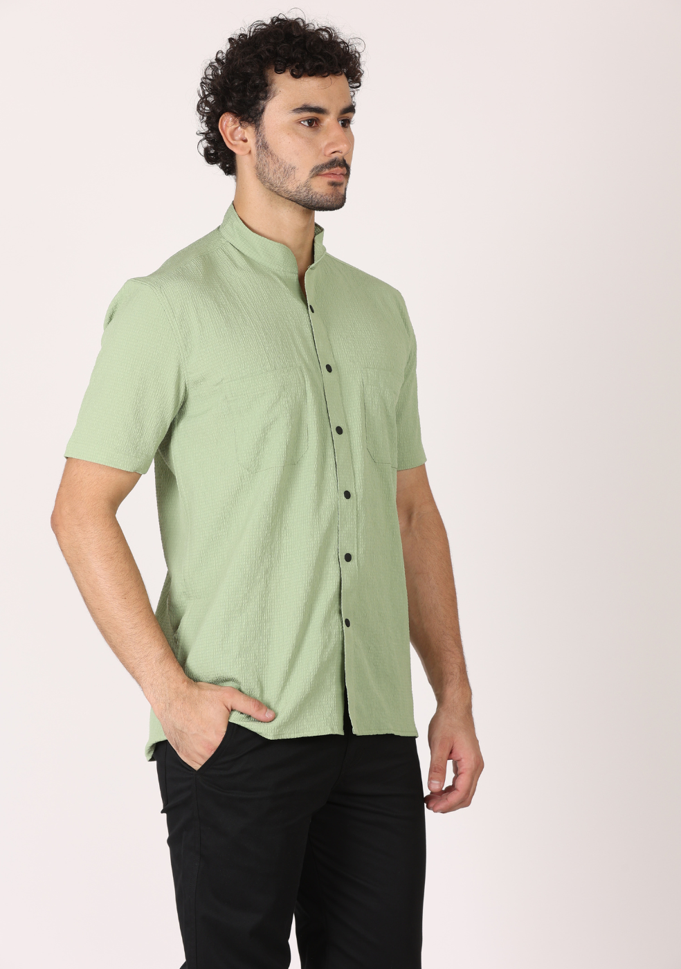 Half Sleeve Chinese Collar Shirt for Men's