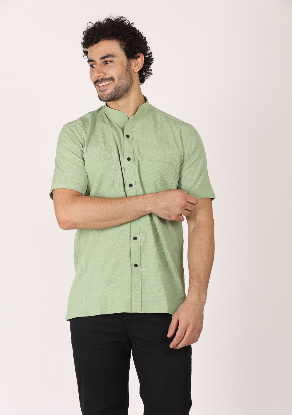 Half Sleeve Chinese Collar Shirt for Men's