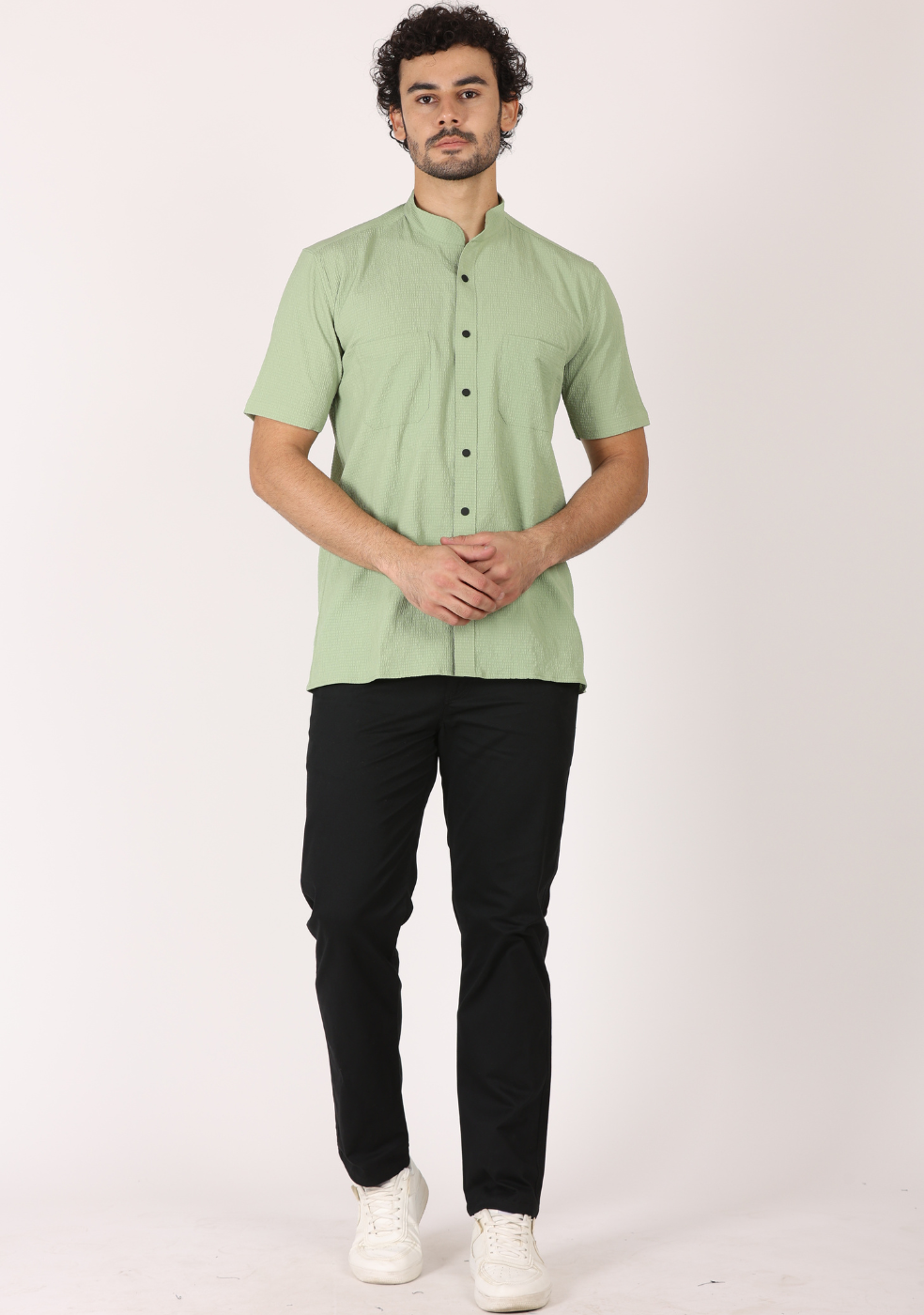 Half Sleeve Chinese Collar Shirt for Men's