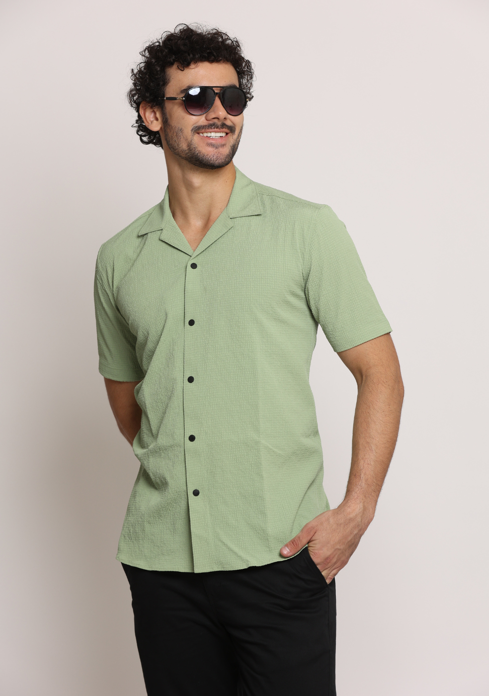 Half Sleeve Safari Collar Shirt for Men's