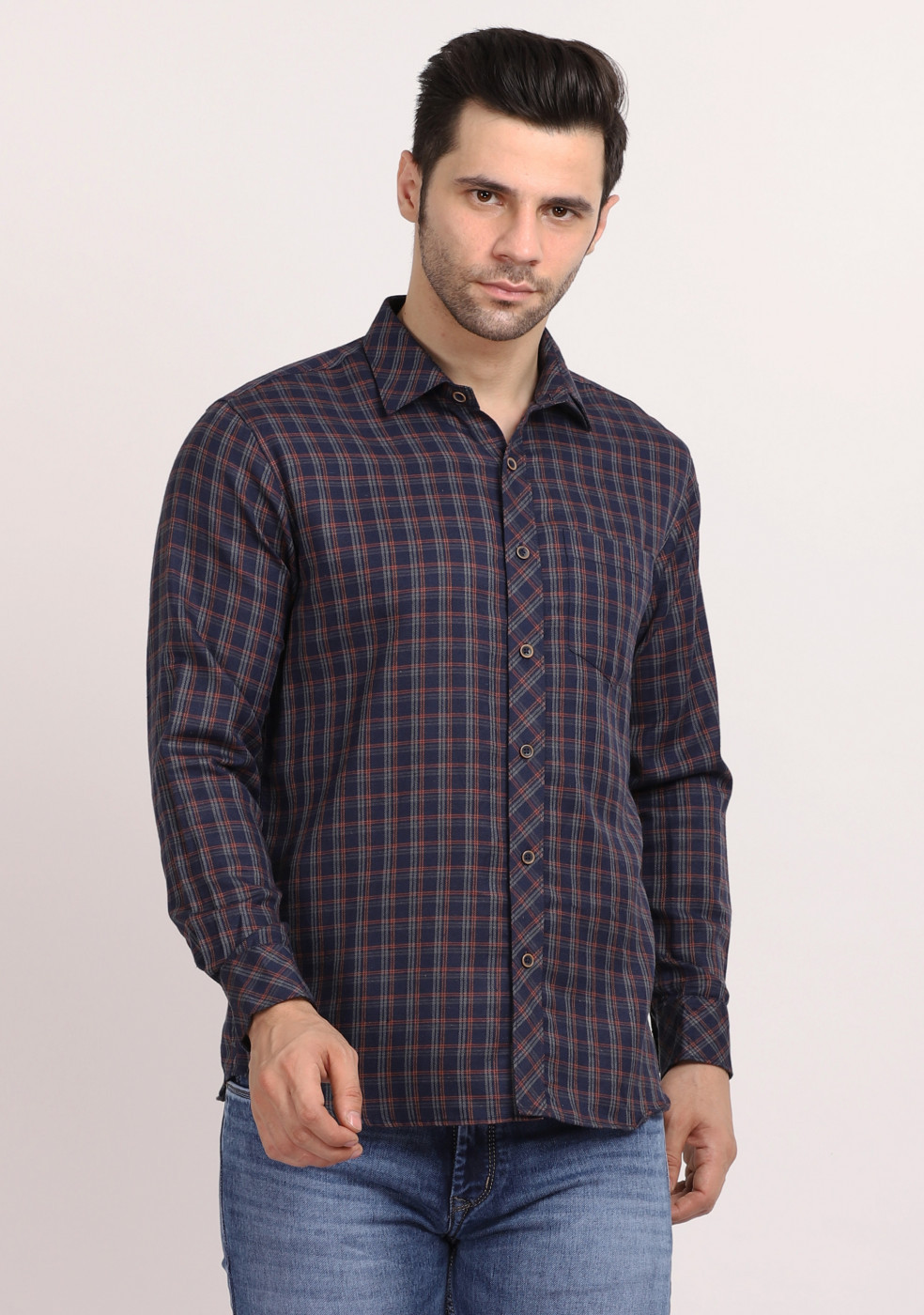 ASHTOM Green Black  Biscuit Check Shirt Regular Fit For Men