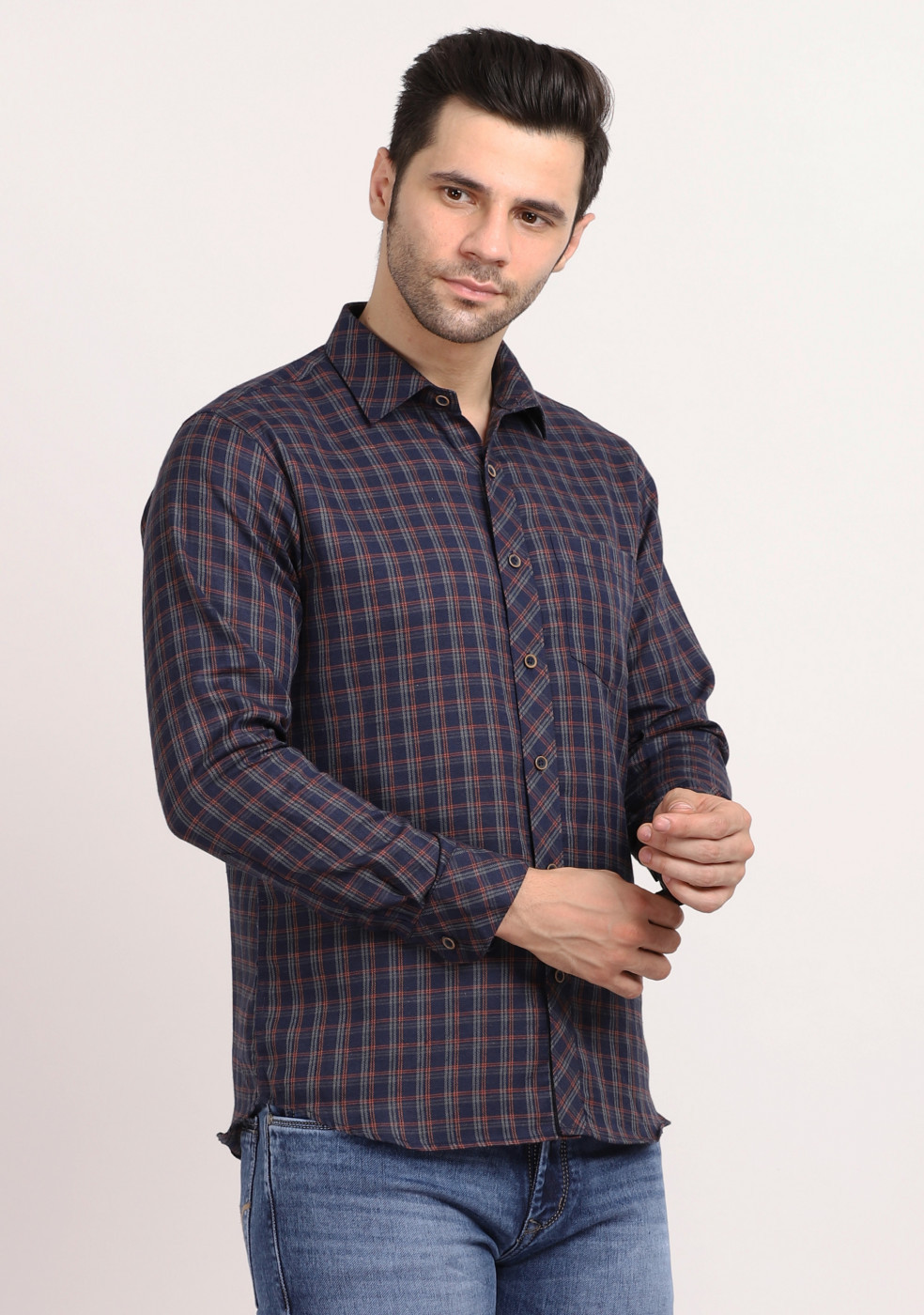 ASHTOM Green Black  Biscuit Check Shirt Regular Fit For Men