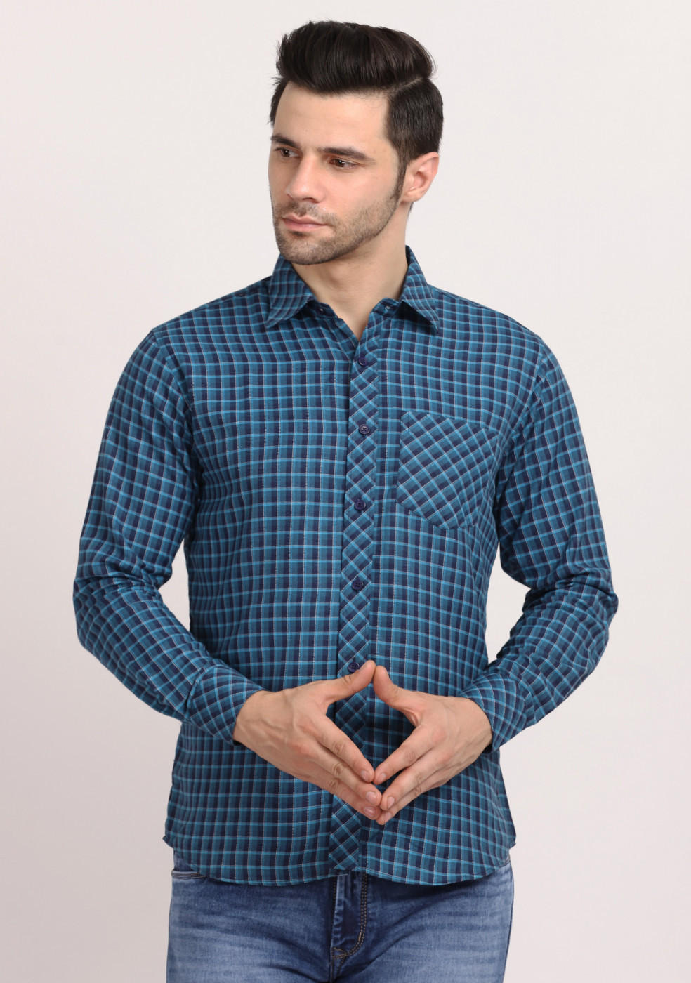 ASHTOM Check Regular Fit Cotton Shirt For Men