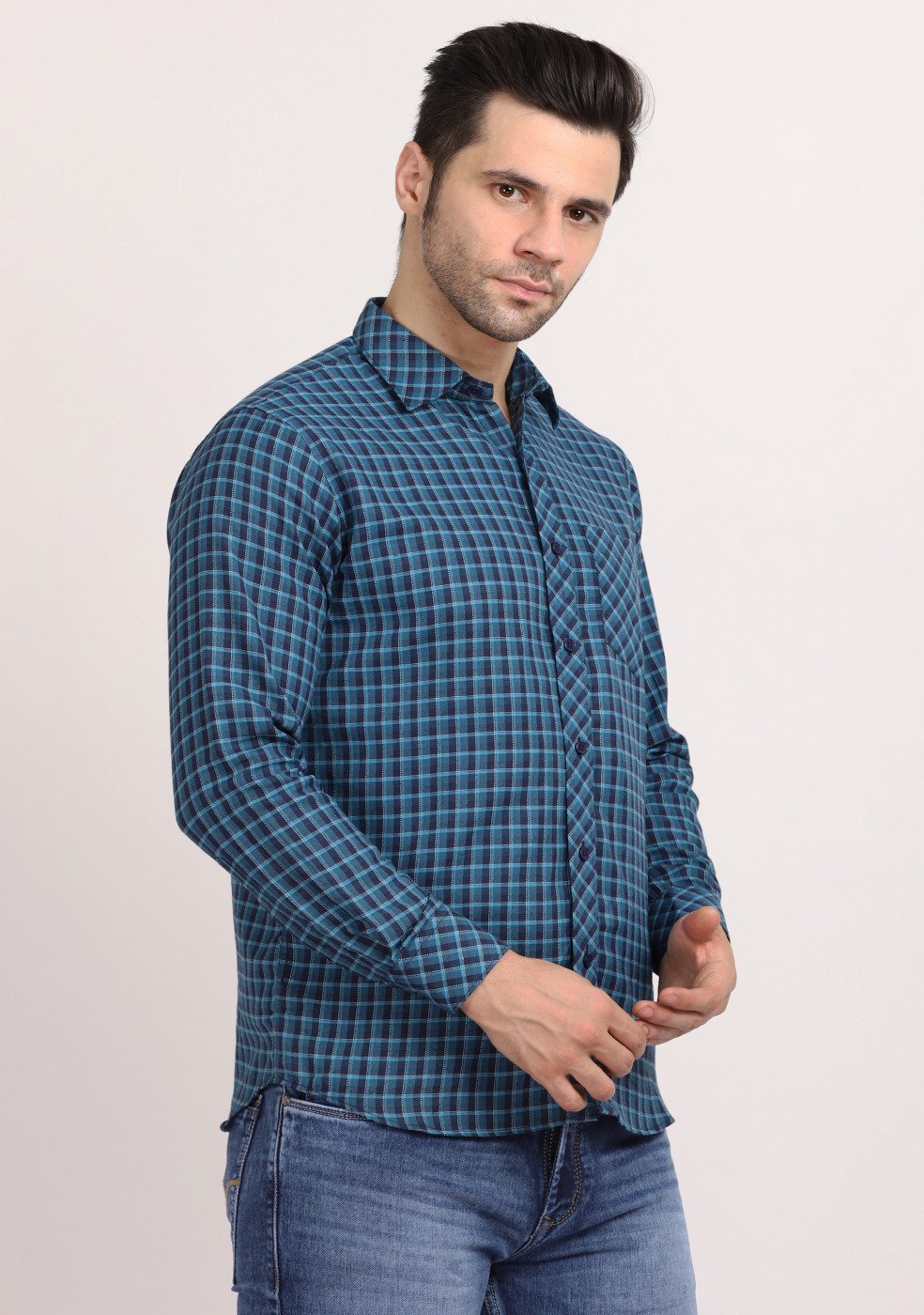 ASHTOM Check Regular Fit Cotton Shirt For Men