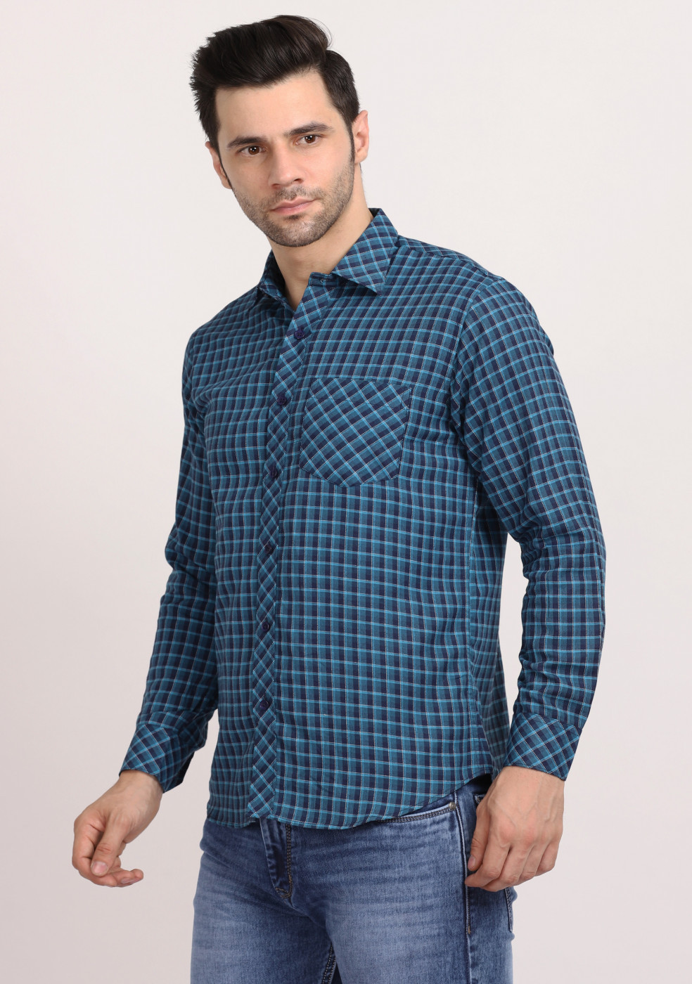 ASHTOM Check Regular Fit Cotton Shirt For Men